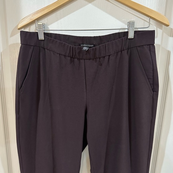 Eileen Fisher Size Medium washable crepe pant Color Cassis (dark purple). - Picture 2 of 8